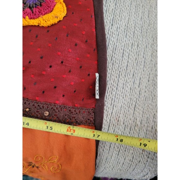 Savage Couture Brown Orange Patchwork dress Boho size Small Embroidered festival - Picture 10 of 10